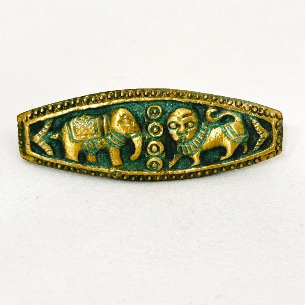 Vintage Large Metal Cufflinks Lion/Elephant - 2